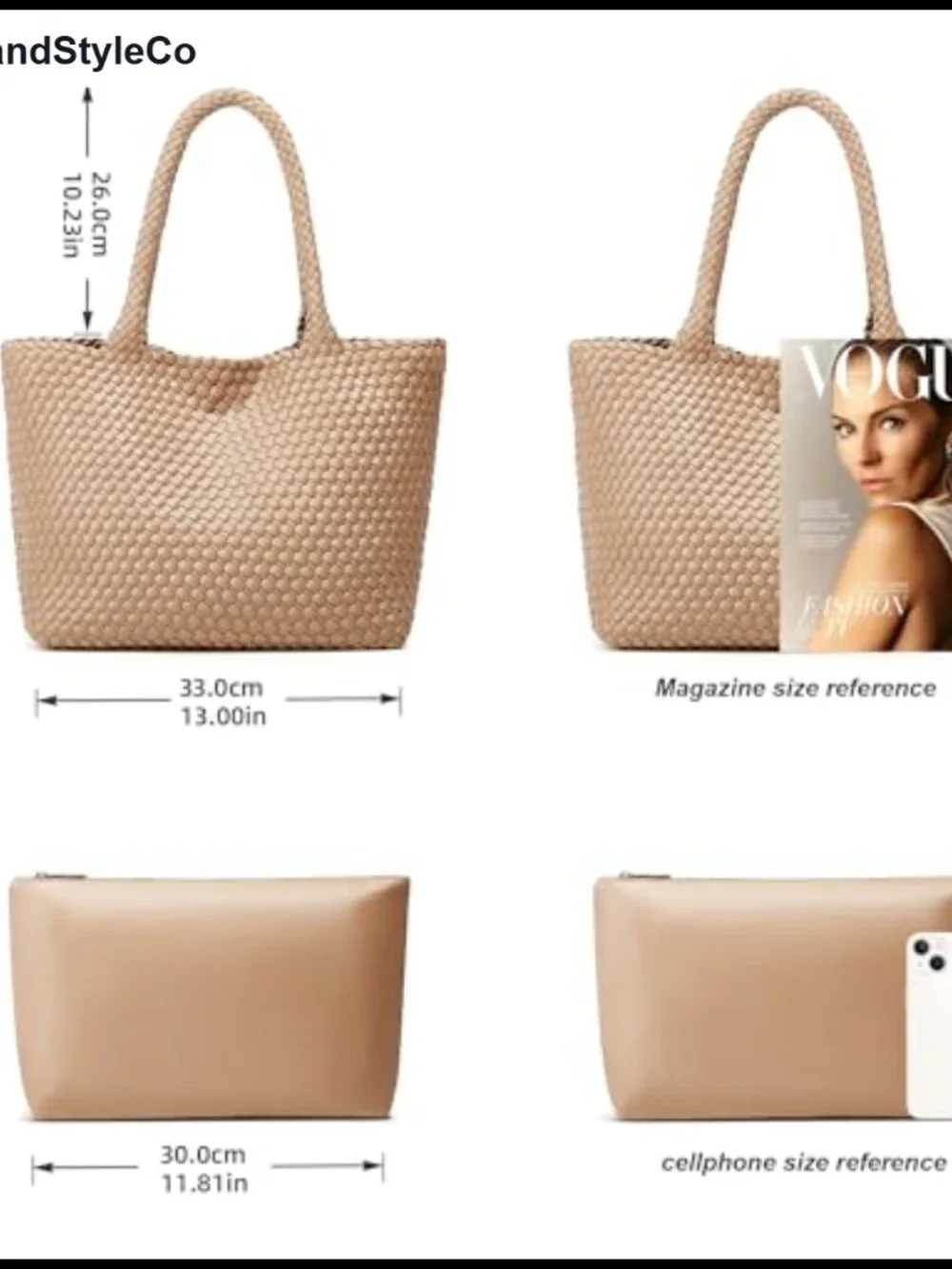 Handwoven Vegan Leather Tote Bag with Clutch Large Woven Tote